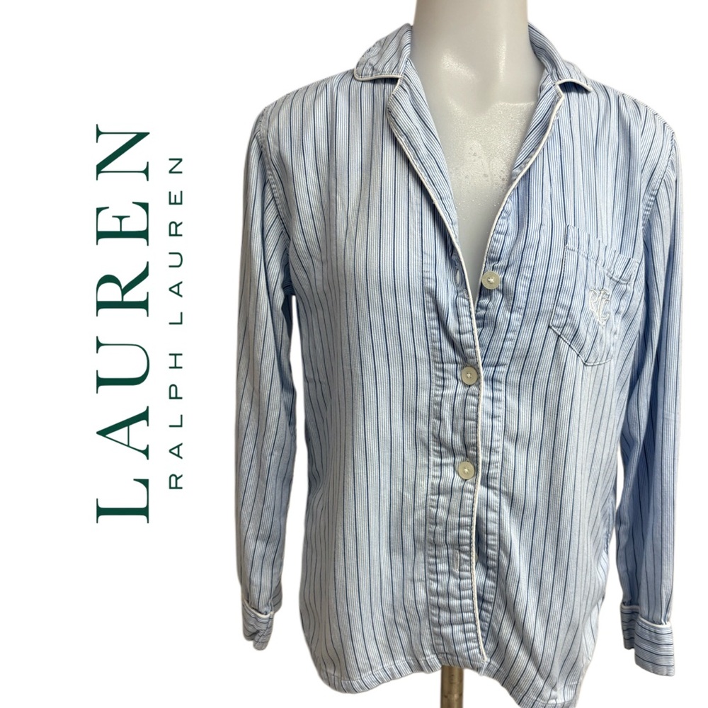 Lauren Ralph Lauren Blue and White Striped Shirt